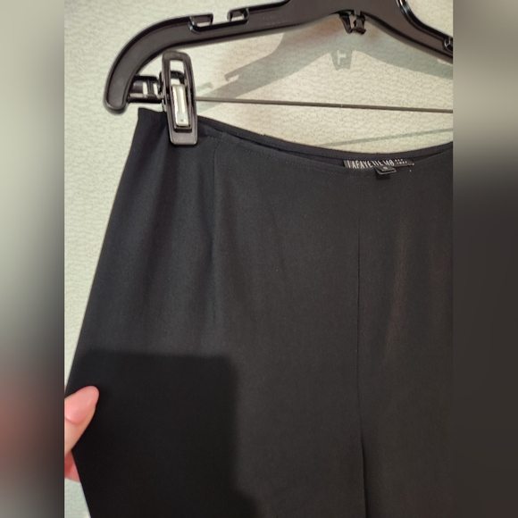 Lafayette 148 New York Black Ankle Chiffon Side Zip Flowy Straight Leg Pants 8 - Picture 9 of 10